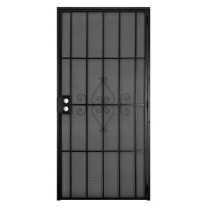 lot 603 image: Unique Home Designs30 in. x 80 in. Su Casa Black Surface Mount Outswing Steel Security Door with Expanded Metal Screen, 5SH202Black30.