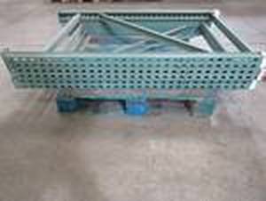 lot 413 image: Pallet of 3 Cut Racking Uprights (Green), Approximate Dimensions 60 x 42 x 3in.