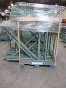 lot 414 image: Pallet of Cut Racking Uprights (Green), Approximate Dimensions 42-72 x 42 x 3in.