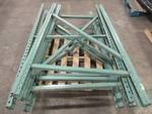 lot 418 image: Pallet of 6 Cut Racking Uprights (Green), Approximate Dimensions 72 x 42 x 3in.