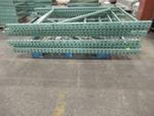 lot 419 image: Pallet of 7 Cut Racking Uprights (Green), Approximate Dimensions 72 x 42 x 3in.