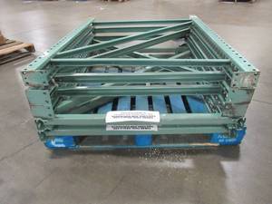 lot 422 image: Pallet of 5 Cut Racking Uprights (Green), Approximate Dimensions 54 x 42 x 3in.