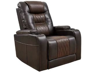 lot 213 image: Ashley Furniture Composer Power Recliner in Brown 2150713 - NEW IN BOX
