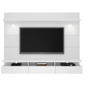 lot 137 image: Manhattan Comfort Cabrini Theater 86 in. White Gloss Entertainment Center with 3 Drawer Fits TVs Up to 70 in. with Wall Panel, 23852.