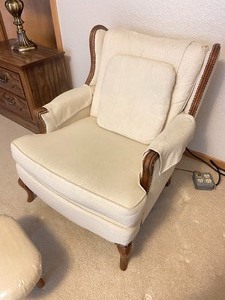 lot 80 image: Vintage Arm Chair with Small Stool
