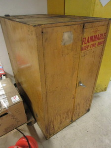 lot 538 image: YELLOW HORIZONTAL DRUM FLAMMABLE STORAGE CABINET