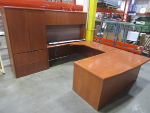 KRUG U SHAPE DESK WITH HUTCH AND FILE ARMOIRE