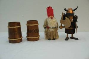 lot 61 image: Danish troll,swenden troll, wood mugs