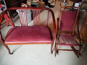 Antique Rocking Chair and Loveseat