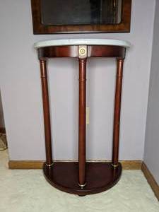 lot 11 image: Half Circle Accent Table with Marble Top