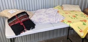 lot 112 image: Hand Made Blanket, Shawl, Placemats, etc.