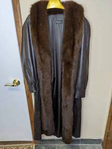 lot 98 image: Vintage Full Length Fur Trimmed Lambskin Coat