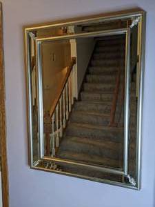 lot 6 image: Double Framed Beveled Glass Silver Mirror