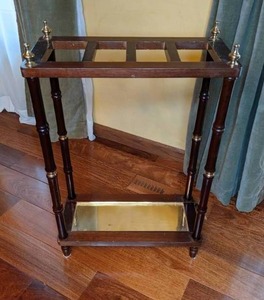 lot 38 image: Wood Umbrella Stand with Mirrored Base