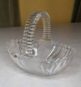 lot 44 image: Small Leaded Glass Basket Candy Dish