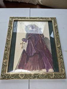lot 81 image: Framed Print Costume Sketch for Guthrie Product of Doctor Faustus