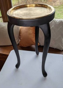 lot 88 image: Small Three Legged Accent Table with Brass Top