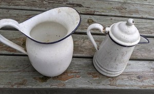 lot 55 image: Enamel Coffee Pot and Pitcher