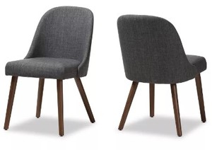 lot 202 image: Baxton Studio - Set of 4 Cody Mid Century Modern Walnut Finished Wood Fabric Upholstered Dining Chairs
