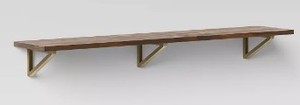 lot 214 image: Wall Shelf with Brass Brackets BrownGold - Threshold
