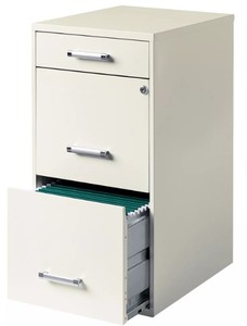 lot 234 image: 3-Drawer Filing Cabinet Steel Off-White - Hirsh