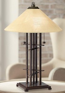 lot 241 image: Metro Collection Planes n Posts Art Glass Table Lamp