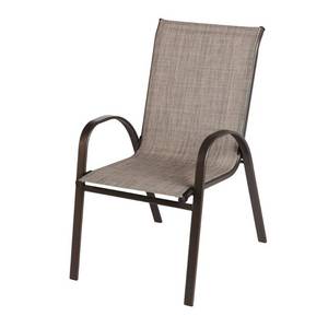 lot 8 image: 1 Mix and Match Stackable Brown Steel Sling Outdoor Patio Dining Chair in Riverbed Taupe