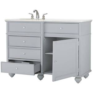 lot 67 image: Hampton Harbor 48 in. Vanity in Dove Grey with Natural Marble Vanity Top in White with White Sink
