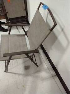 lot 7 image: 1 Mix and Match Folding Steel Sling Outdoor Dining Chair in Riverbed Taupe