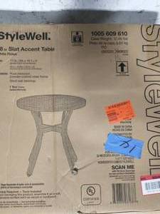 lot 14 image: STYLEWELL Mix and Match 18 in. White Round Metal Outdoor Patio Accent Table