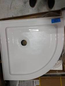 lot 30 image: Glamour 32 in. x 76.40 in. Corner Drain Corner Shower  in White and Satin Nickel