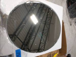 lot 18 image: Latitude 29 in. W x 32 in. H Frameless Oval Beveled Edge Bathroom Vanity Mirror in Brushed Brass
