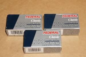 lot 35 image: 150 Federal Classic .22 LR 40 GR Solid Copper Plated Ammo