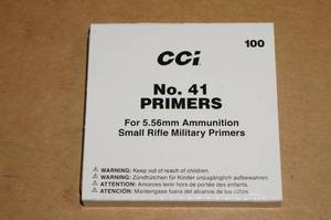 lot 63 image: 100 CCI No 41 Small Rifle Military Primers