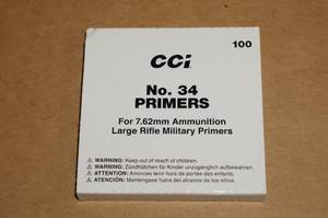 lot 64 image: 100 CCI No 34 Large Rifle Military Primers