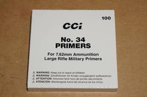 lot 66 image: 100 CCI No 34 Large Rifle Military Primers