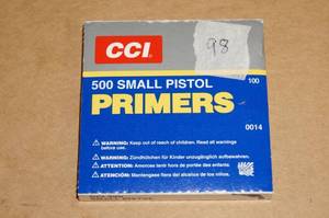 lot 74 image: 98 CCI No 500 Small Pistol Primers