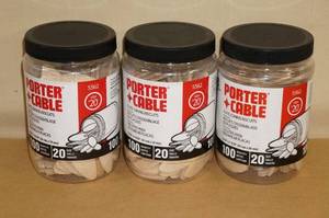 lot 45 image: 3 Cans of Porter Cable Wood Plate Joining Biscuits