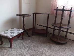 Vintage Foot Stool & Decorative End Tables
