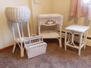 4 Great Wicker Flower Pot Holder, End table, accent table, and mail holder