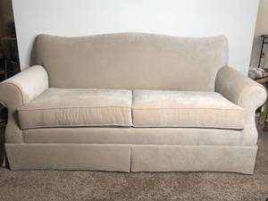 Vintage Cream White Velour Couch