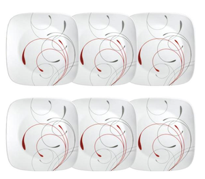 lot 50 image: Corelle 6 Piece Square Dinner Plate Set