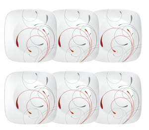 lot 49 image: Corelle 6 Piece Square Dinner Plate Set
