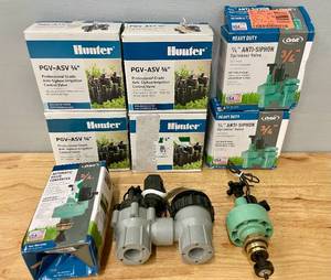 lot 66 image: Lot of Hunter & RainBird Anti-Siphon Irrigation Sprinkler Valves