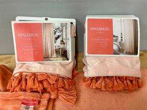 lot 73 image: Opalhouse Velvet Light-Filtering Long Curtain Set & Throw Blanket