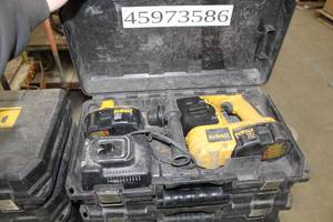 lot 61 image: DeWalt 18V Cordless SDS Hammer Drill DC212  with DeWalt 18VDC Batteries (x2), Charger and Plastic Case