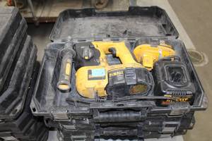 lot 62 image: DeWalt 18V Cordless SDS Hammer Drill DC212  with DeWalt 18VDC Batteries (x2), Charger and Plastic Case