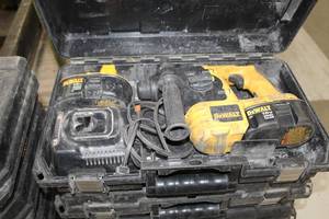 lot 65 image: DeWalt 18V Cordless SDS Hammer Drill DC212  with DeWalt 18VDC Batteries (x2), Charger and Plastic Case