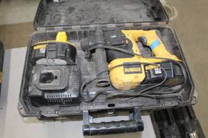 lot 66 image: DeWalt 18V Cordless SDS Hammer Drill DC212  with DeWalt 18VDC Batteries (x2), Charger and Plastic Case
