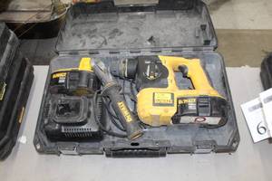lot 69 image: DeWalt 18V Cordless SDS Hammer Drill DC212  with DeWalt 18VDC Batteries (x2), Charger and Plastic Case